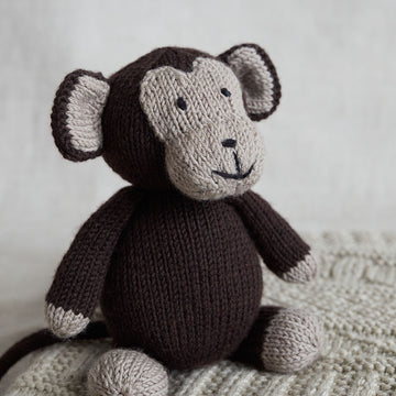 Gansey Style Baby Blanket & Monkey - in Debbie Bliss Cashmerino Aran & Baby Cashmerino
