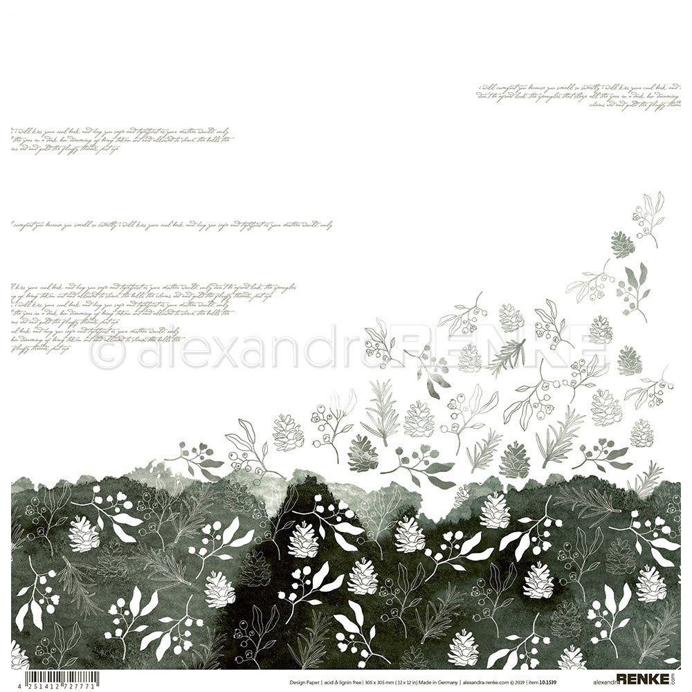 Alexandra Renke Abstract Design Paper 12"X12" 25/Pkg - Green Cones Watercolors