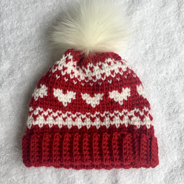 Fair Isle Heart Crochet Hat
