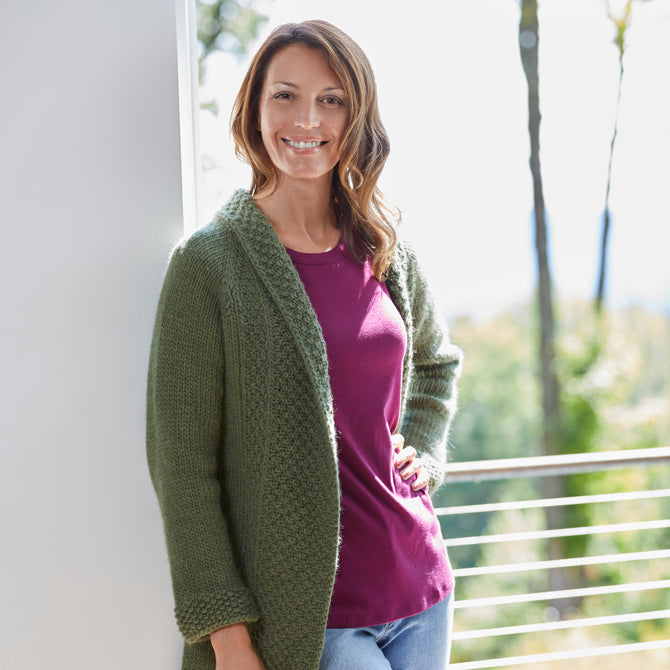 815 Moss Fern Cardigan - Knitting Pattern for Women in Valley Yarns Valley Yarns Berkshire Bulky