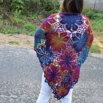 Flower scarf and shawl in one.