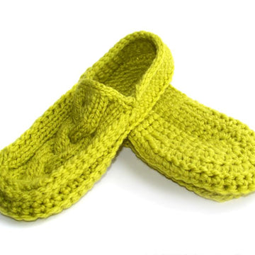 Cabled Slippers, Knit Crochet Slippers