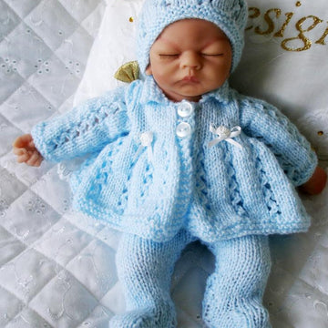 Knitting pattern 10" Dolls Matinee Coat, Hat and Leggings