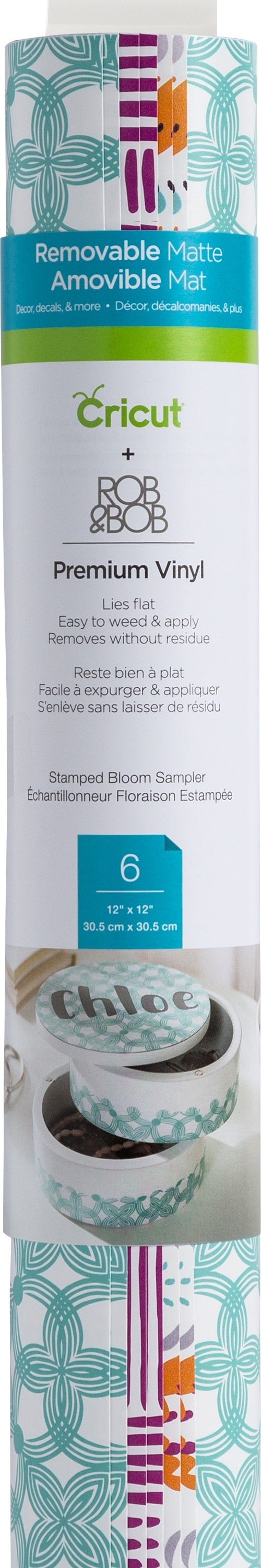 Cricut Patterned Premium Vinyl Sampler 12"X12" 6/Pkg - Rob & Bob Stamped Blooms -Removable