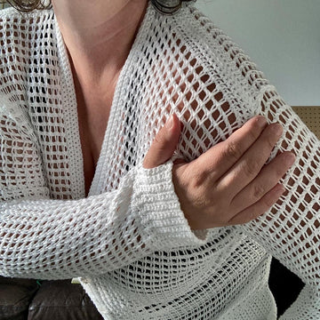 Tunisian Mesh Faux Cardigan