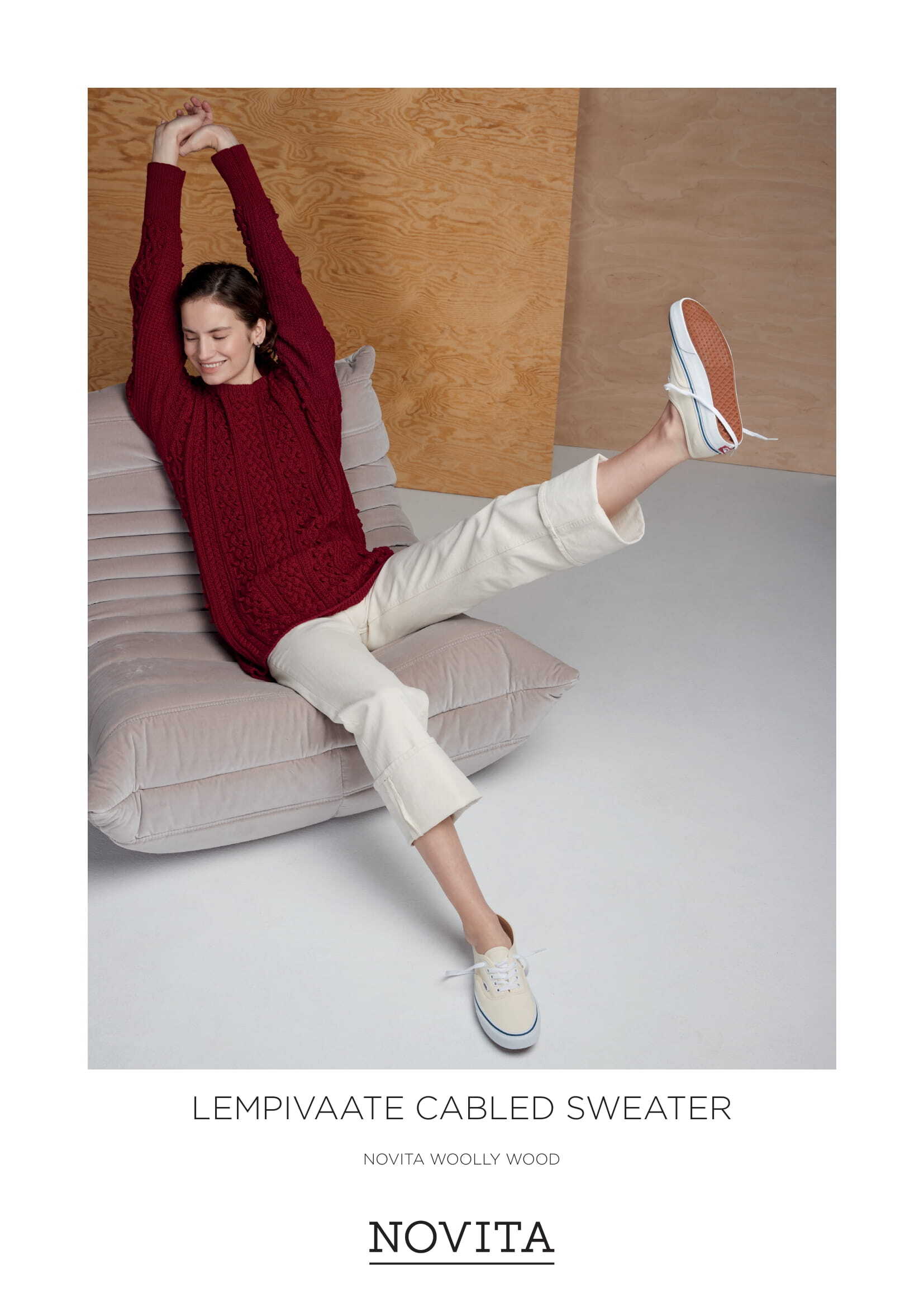 Lempivaate Cabled Sweater in Novita WoollyWood - Downloadable PDF