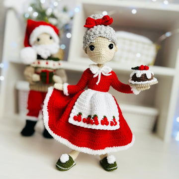 Amigurumi doll, crochet doll pattern, doll clothes crochet pattern, Santa Claus and Mrs. Claus