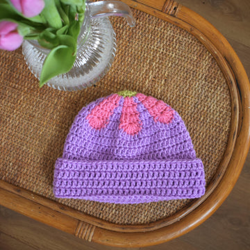 Crocheted flower top hat