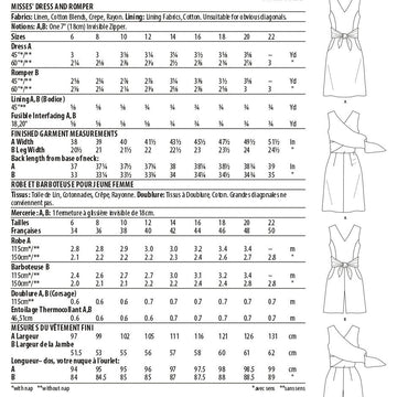 Butterick Misses' Dress and Playsuit. Lisette. B6760 - Sewing Pattern