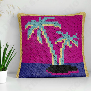 C2C Miami Vice Square Cushion Neon Lights Pillow Crochet Pattern