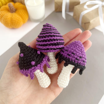 Halloween bundle crochet pattern, Bat Ghost Pumpkin Spider Cat Witch hat Cauldron Broom Mushrooms Amigurumi keyring Halloween ornament