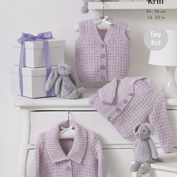 Waistcoat and Cardigans in King Cole Baby Pure DK - 4903 - Downloadable PDF