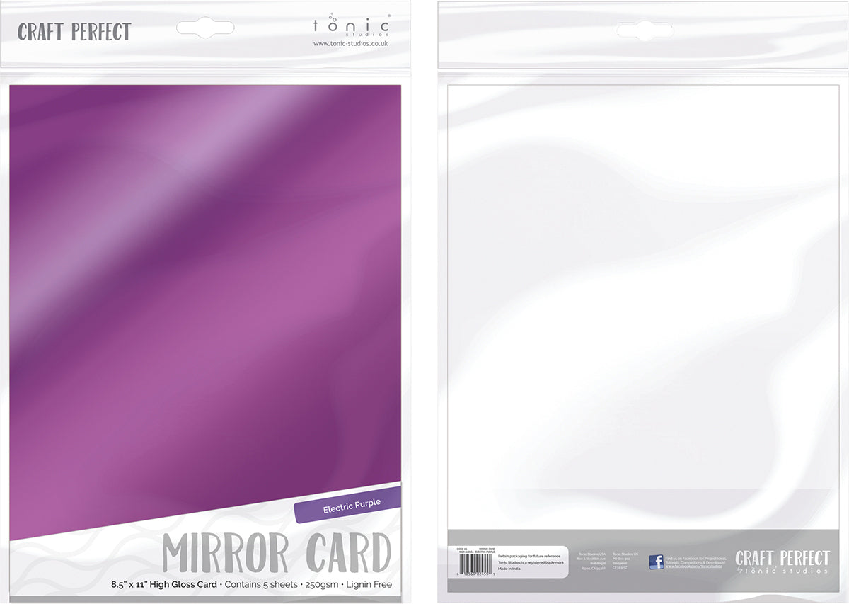 Tonic Studios Craft Perfect Mirror Cardstock 92lb 8.5"X11" 5/Pkg - Electric Purple