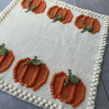 2-in-1 Crochet Autumn Fall Pumpkin Throw Blanket