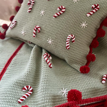 Candy Cane Christmas blanket and matching cushion