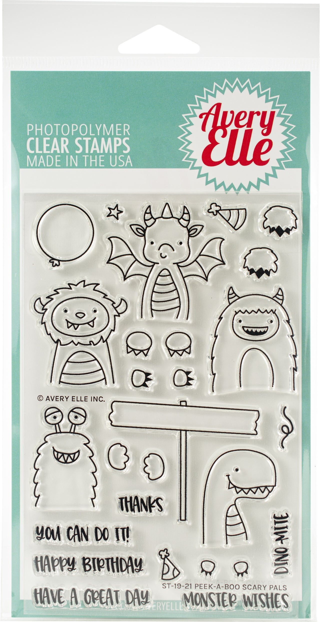 Avery Elle Clear Stamp Set 4"X6" - Peek-A-Boo Scary