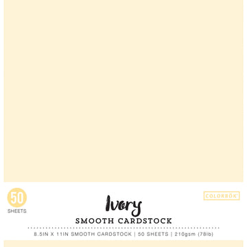 American Crafts Colorbok 78lb Smooth Cardstock 8.5"X11" 50/Pkg - Ivory