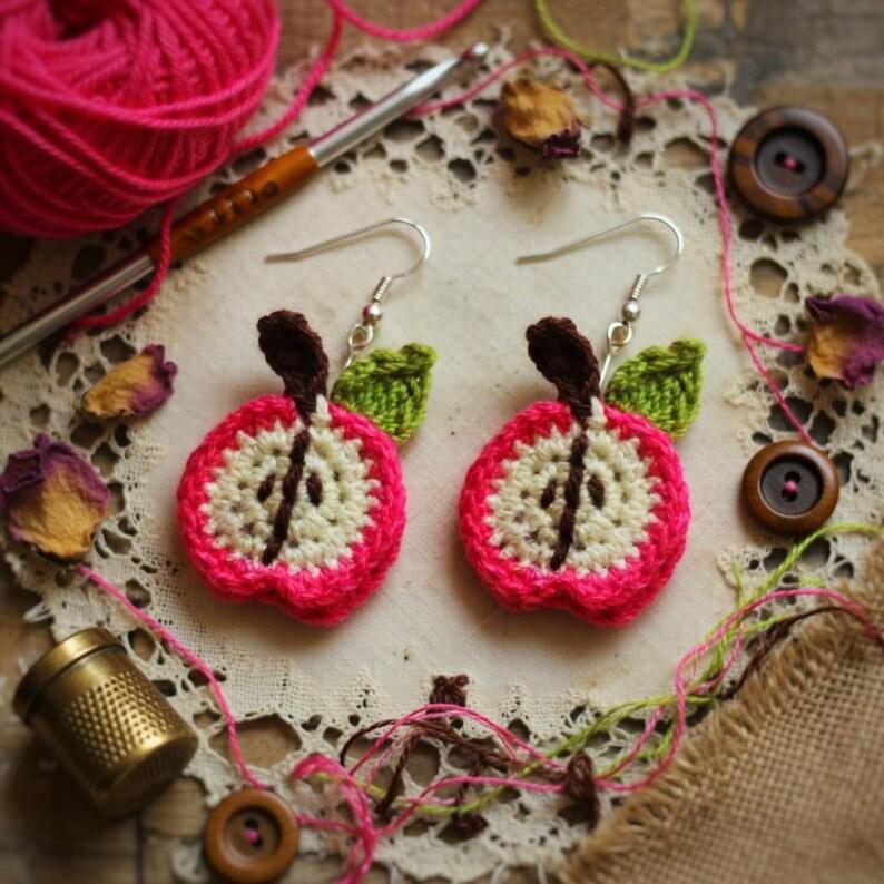 Crochet Apple Earrings Pattern – Mini Apple Earrings PDF + Video Tutorial