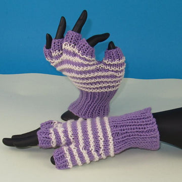 Stripe Pattern Short Finger Gloves