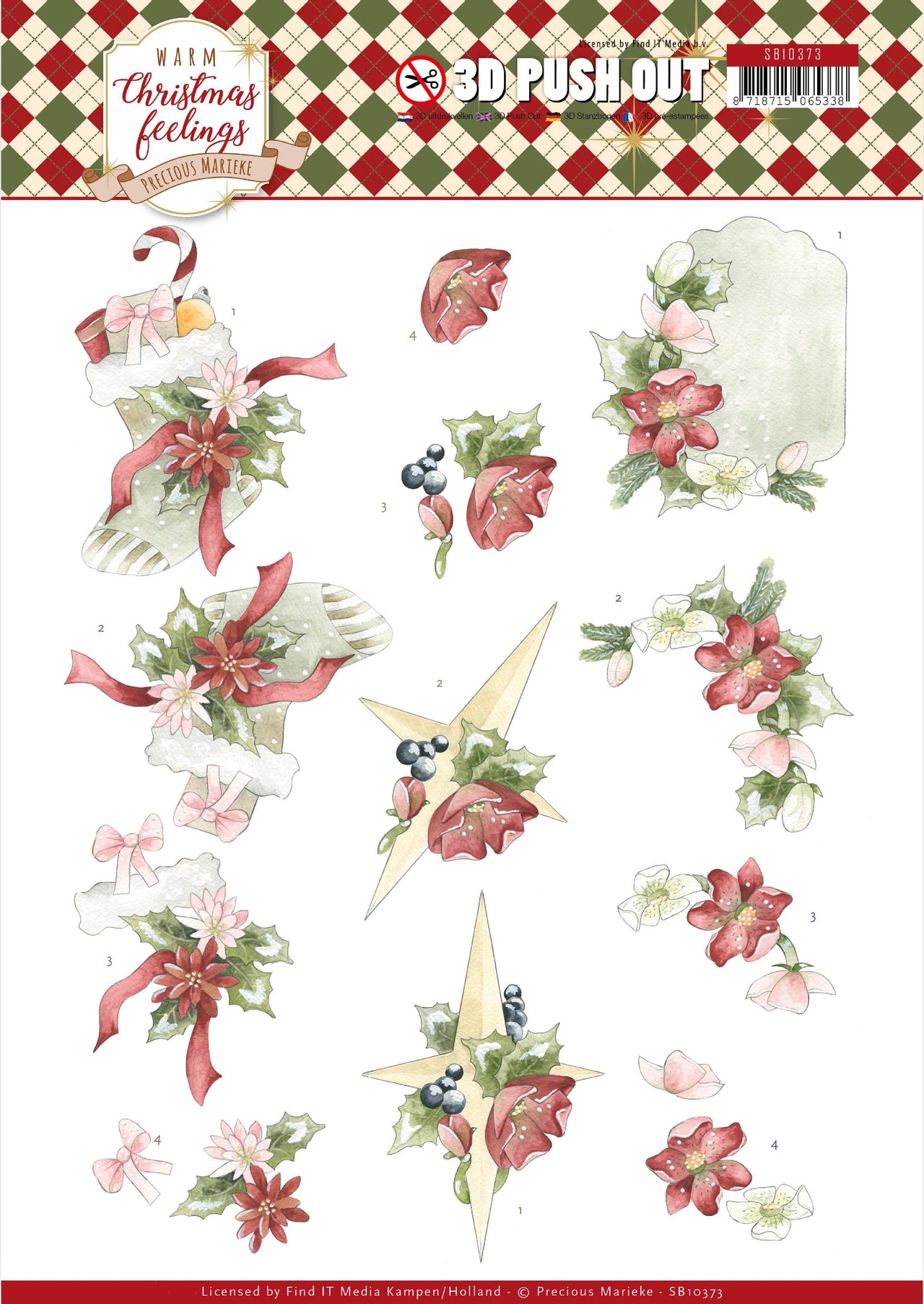 Find It Trading Precious Marieke Punchout Sheet - Red Christmas, Warm Christmas Feelings
