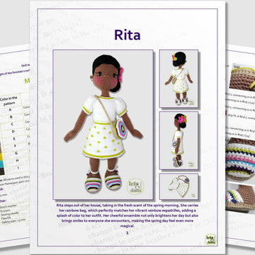 24 inch crochet doll pattern PDF, XL amigurumi doll, Rita