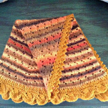 Leaf-Edged Half Circle Eyelet Shawl