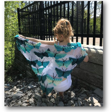 Blue Butterflies Shawl