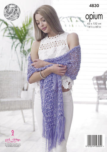 Shawls in King Cole Opium DK - 4830 - Downloadable PDF