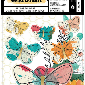 American Crafts Vicki Boutin Wildflower & Honey Layered Stickers 6/Pkg - Vellum Butterflies W/Gold Foil Accents
