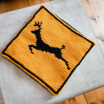 036- Deer warning sign pillow cover
