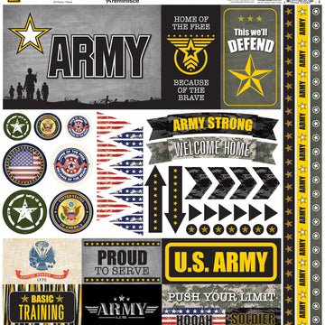 Reminisce Elements Cardstock Stickers 12"X12" - Army
