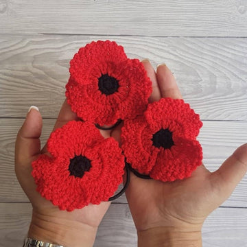 Bundle of 3 Remembrance Poppy Flowers Crochet Patterns