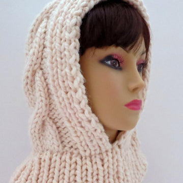 Snow Queen Cable Hooded Hat