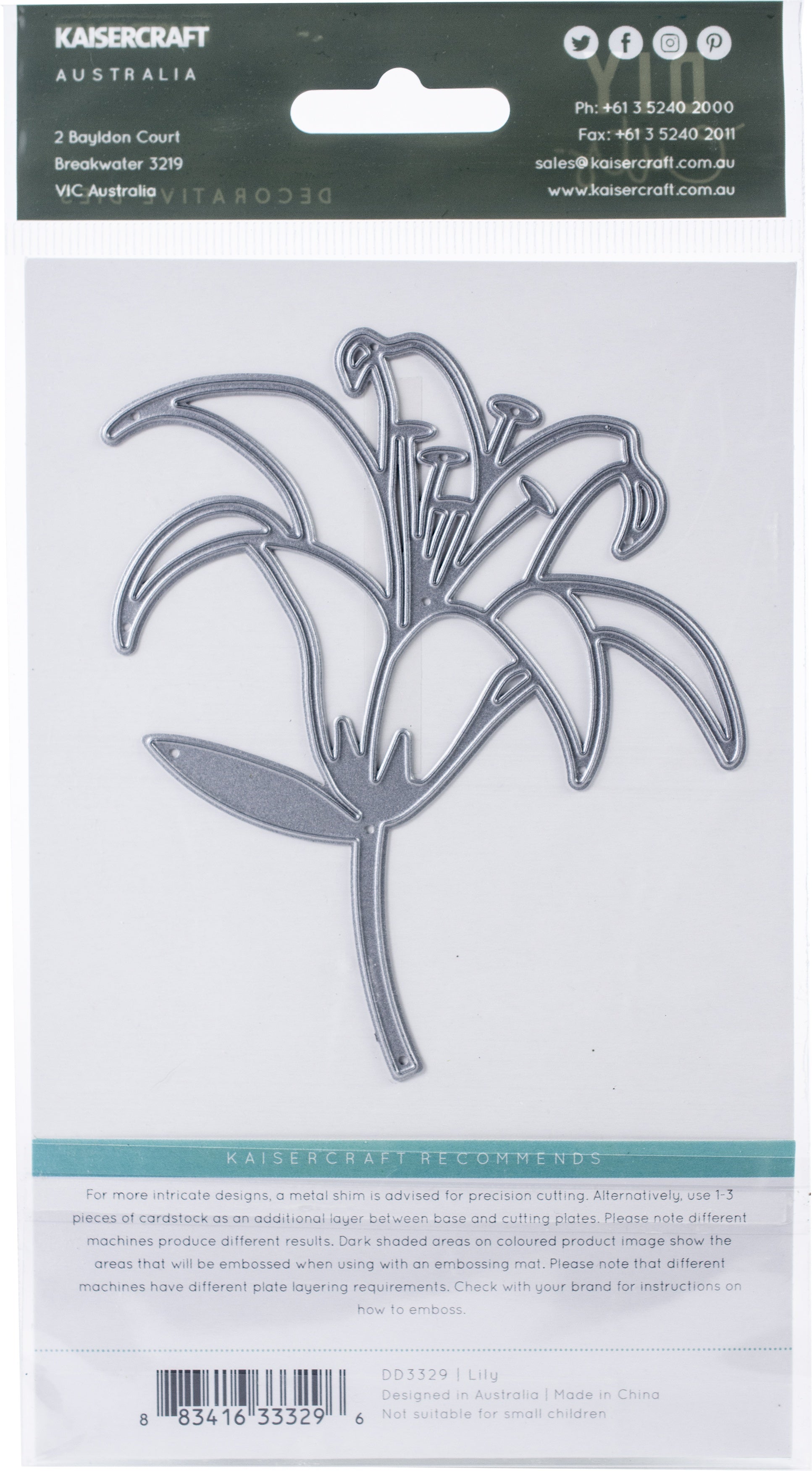 Kaisercraft Decorative Die - Lily - 3.5x4 in