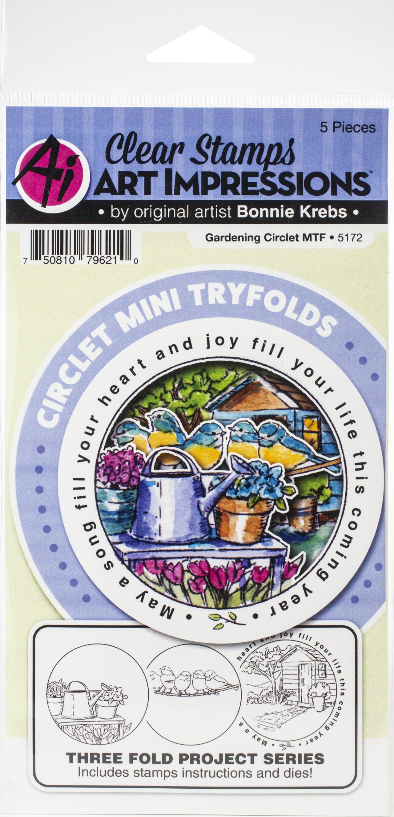 Art Impressions Circlet Mini Tryfolds Stamp & Die Set - Gardening Circle MTF