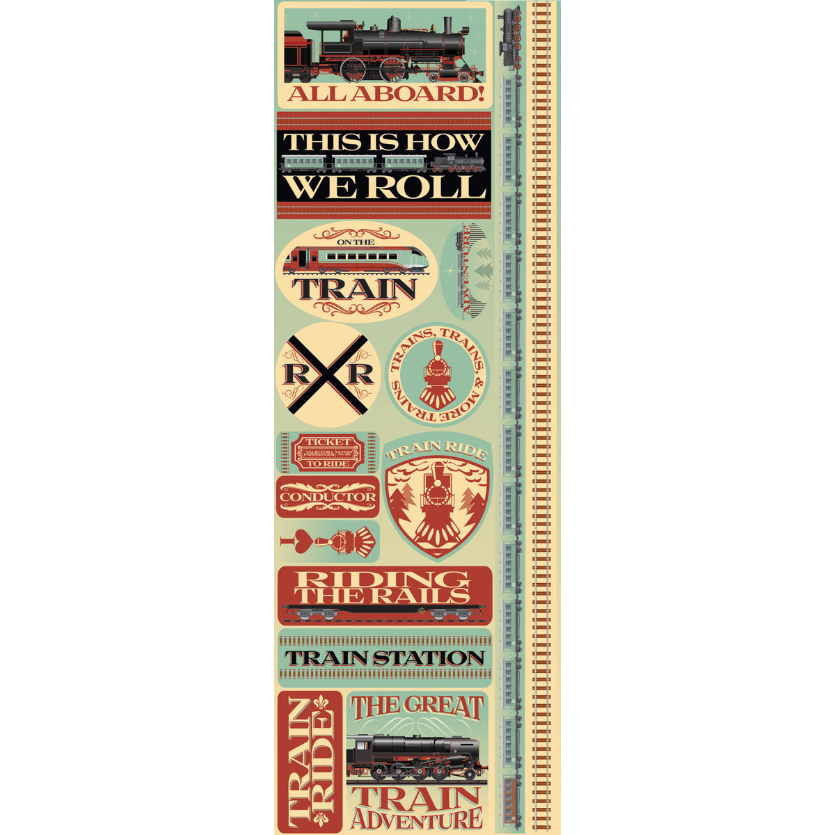 Reminisce Signature Series Cardstock Combo Sticker 4.25"X12" - Train