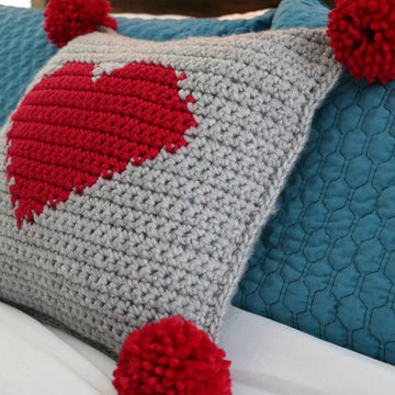 Valentine's Pompom Heart Pillow