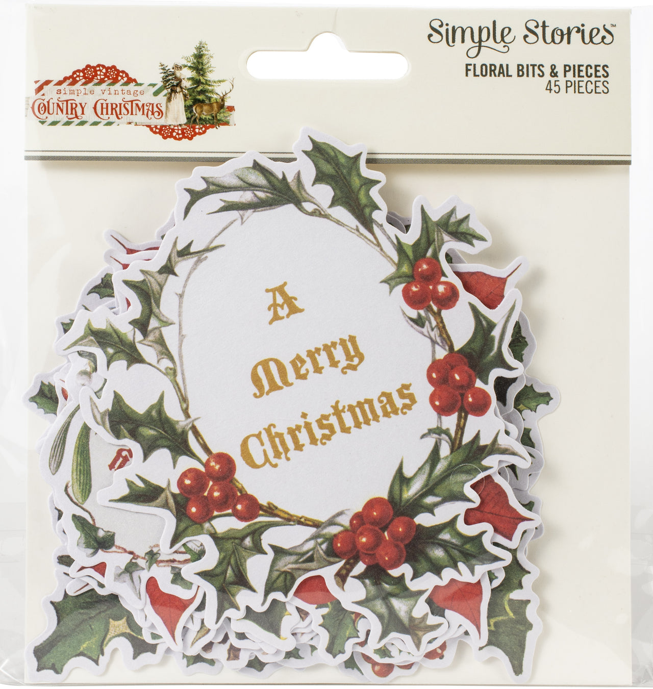 Simple Stories Country Christmas Bits & Pieces Die-Cuts 45/Pkg - Floral