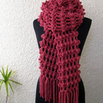 Chunky Crochet Long Scarf With Fringe