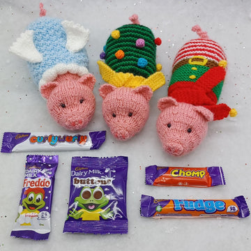 Christmas Knitting Pattern - Pigs in Blankets Decoration Gift Bags, Toy Charity knit