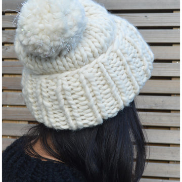 Tinsel Pompom Beanie