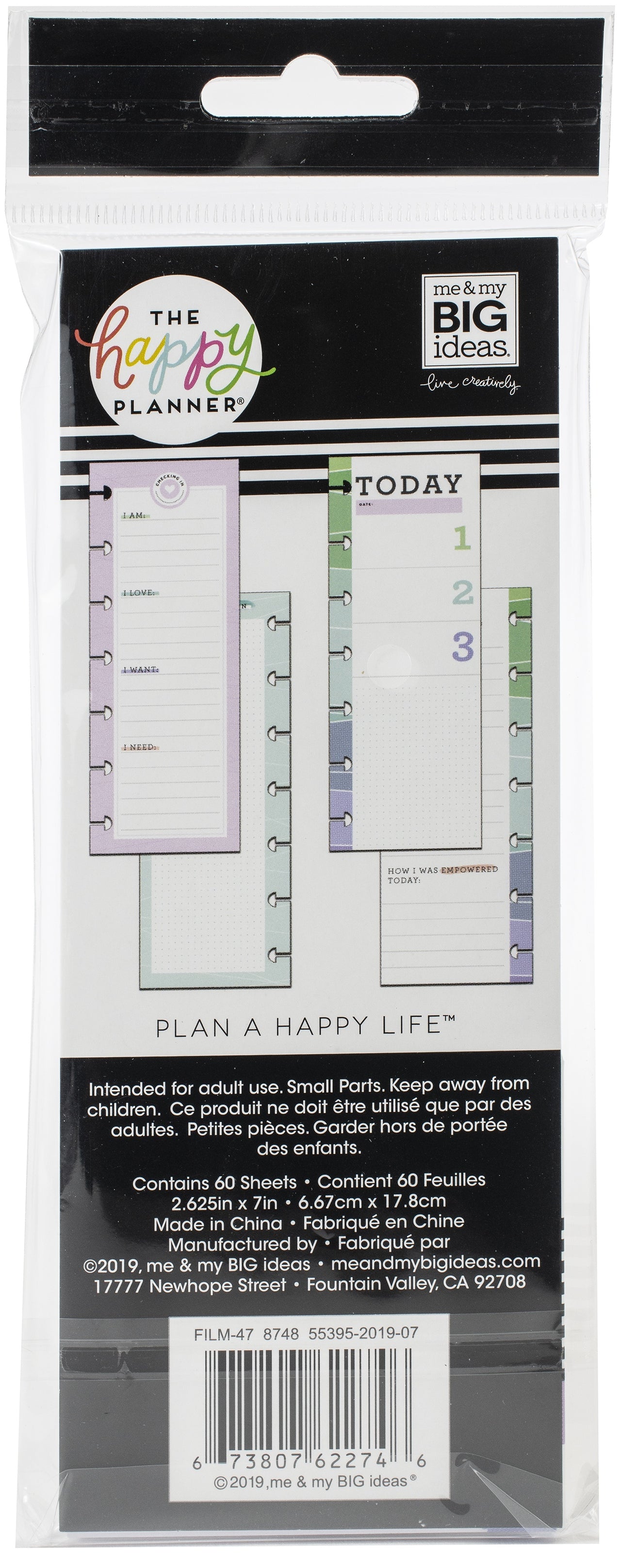Happy Planner Mini Half Sheet Fill Paper 60/Pkg - Wellness Mood Tracker