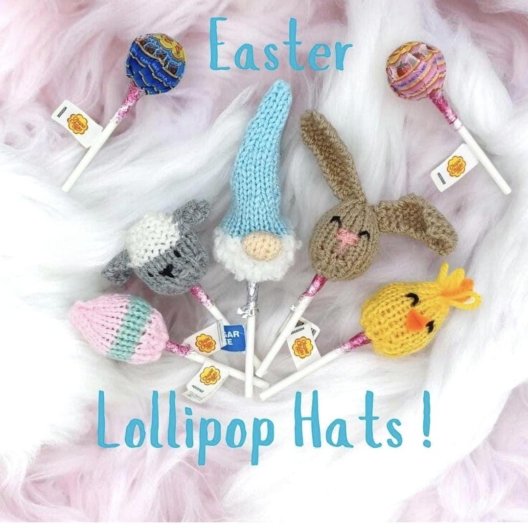 PDF Easter Lollipop Hat Topper Knitting Pattern Chupa-Chup Sweeties Sucker Saver Easter Hunt