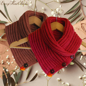 Buttoned Cowl Knitting Pattern - Collar Stile Neck Warmer