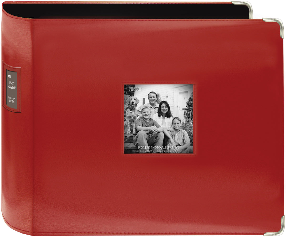 Pioneer 3-Ring Sewn Leatherette Album 12"X12" - Red