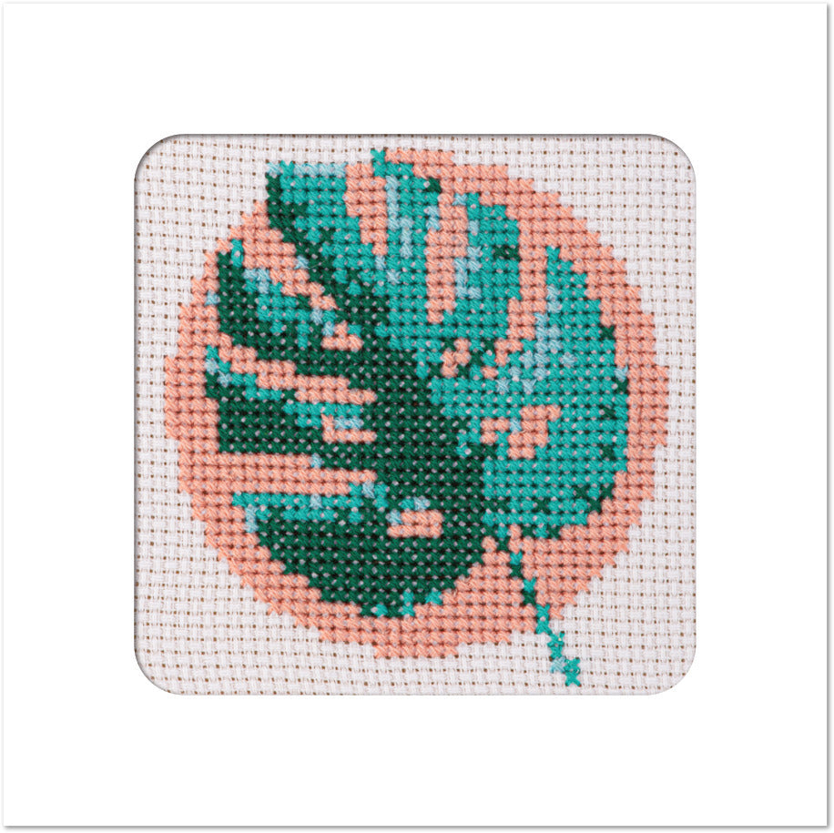 Stitchfinity Monstera Mini Card Cross Stitch Kit - 13cm x 13cm