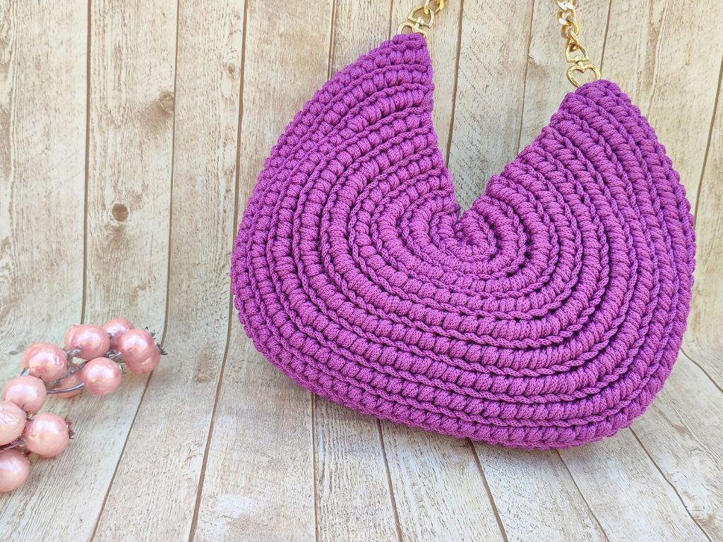 Textured Half Moon Crescent Bag