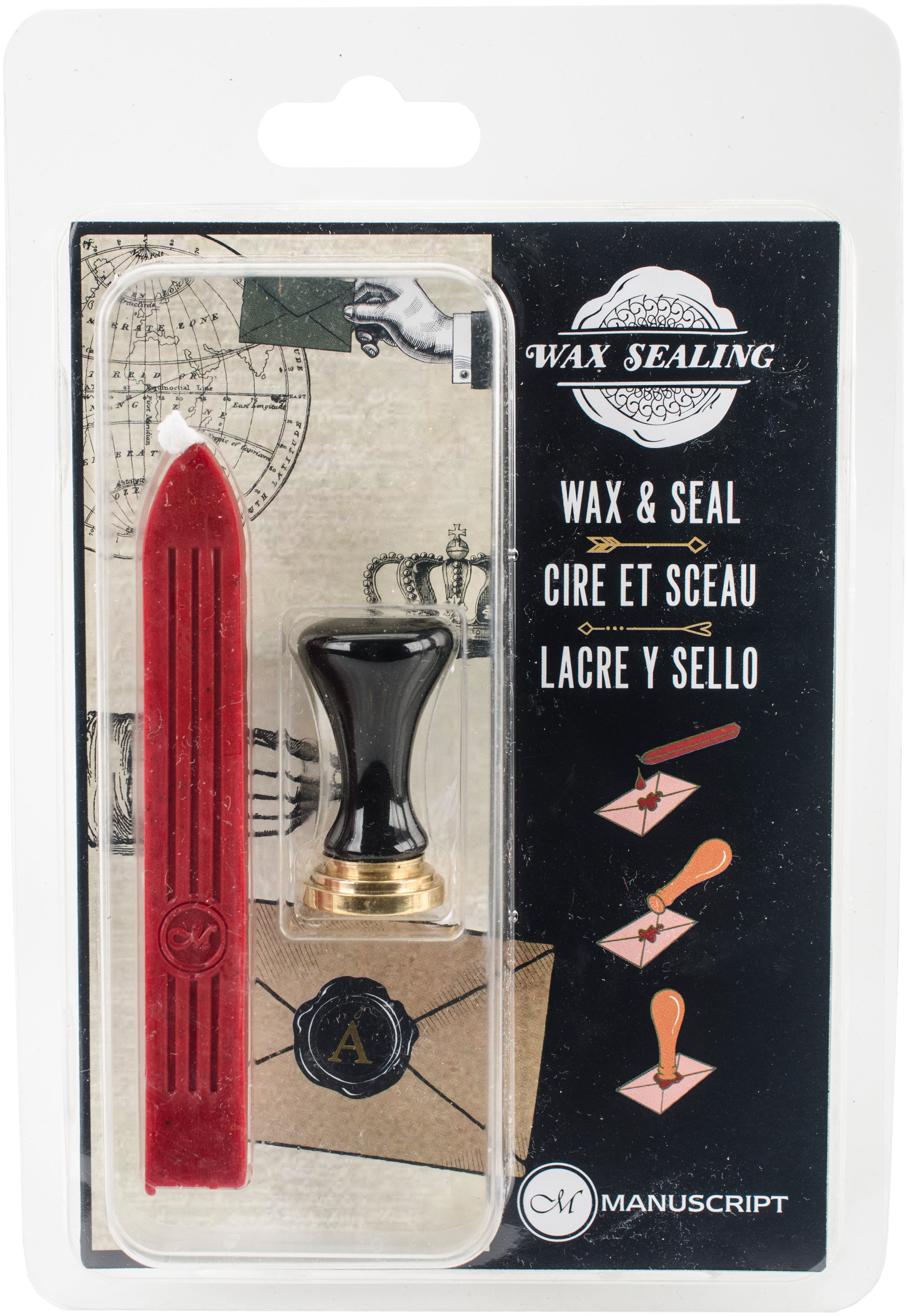 Manuscript Pen Manuscript Short Handle Design Sealing Set W/Red Wax - A
