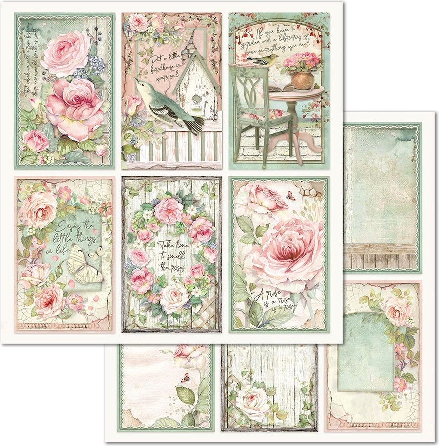 Stamperia Intl Stamperia Double-Sided Cardstock 12"X12" 10/Pkg - Frames House Of Roses