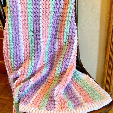 Crochet Textured Baby Blanket in Pastel